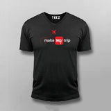 make my trip black v neck t shirt for men