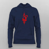 Om Flame Hoodie for Women – Red Sacred Sanskrit Design