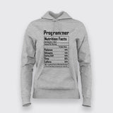 programmer Nutritional Values Funny Nutrition Facts Hoodies For Women