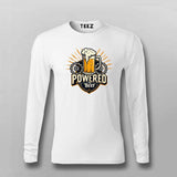powered by beer White full Sleeve T Shirt ForMen