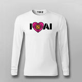 I Love AI Tech Circuit Heart T-Shirt for Men