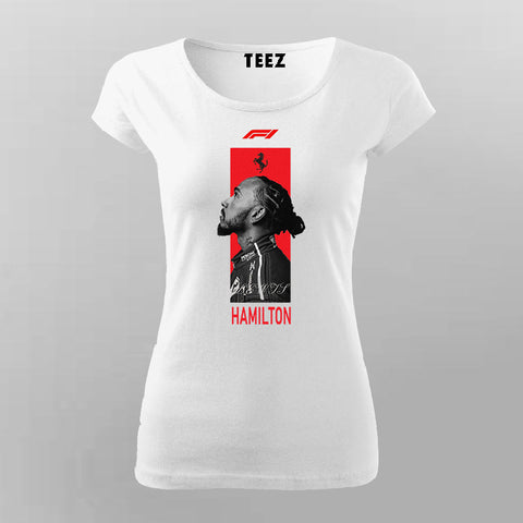 Lewis Hamilton Ferrari F1 T-shirt For Women