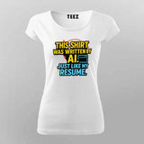 AI-Written Resume T-Shirt For Women – Code. ChatGPT. Repeat.