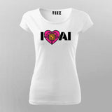 I Love AI Tech Circuit Heart T-Shirt for Women