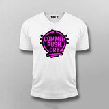 Commit Push Cry T-Shirt for Men – Developer Cycle Humor