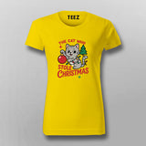 The Cat Who Stole Christmas T-shirt For Women