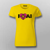 I Love AI Tech Circuit Heart T-Shirt for Women