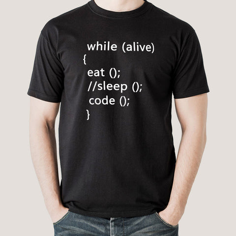 While Alive Eat, Sleep, Code Men's Programming T-shirt