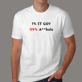 1% IT Guy 99% Asshole Funny Sarcastic Programmer T-Shirt For Men India