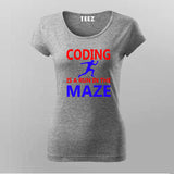 Coding is A Run in The Maze Funny Coding T-Shirt For Women