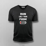 Run Like Your Phone V Neck T-shirt For Men