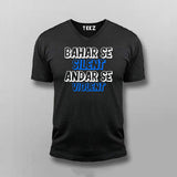 Bahar Se Silent Andave Se Voilet Hindi V-Neck T-shirt For Men Online India 