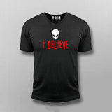 I Believe in Alien Funny V Neck T-shirt For Men Online India