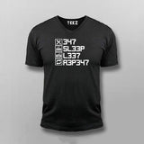 Eat Sleep Leet Repeat V-Neck  T-Shirt For Men Online