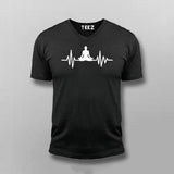 Yoga Heartbeat Funny V-Neck Yoga T-shirt For Men  Online 