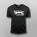 Black Belt In Programming V Neck  T-Shirt For Men Online India