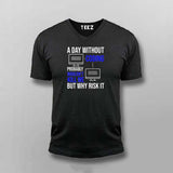A day without coding V neck T-shirt for men online