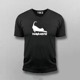 Namaste Cat Funny Yoga V-Neck  T-shirt For Men Online India 
