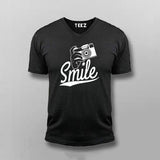 Smile Camera V Neck  T-Shirt For Men Online India
