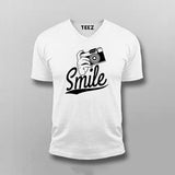 Smile Camera V Neck  T-Shirt For Men India