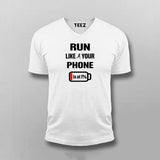 Run Like Your Phone is at 1% Funny Motivational Running Slogan t-shirt for Men