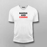Baking and coding v neck t-shirt for men coding