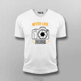 Never Lose Focus Photography Camera V Neck  T-Shirt For Men India