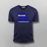 Coding because punching people is frownded upon V neck T-shirt for men online