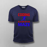 Coding is A Run in The Maze Funny Coding T-Shirt For Men