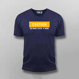 Caution Software Tester  At Work V-Neck T-Shirt For Men Online