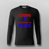 Coding is A Run in The Maze Funny Coding Full Sleeve T-Shirt For Men Online India