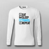 Eat Sleep Travel Repeat Full Sleeve T-shirt For Men India