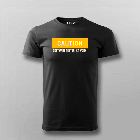 Caution Software Tester  At Work T-Shirt For Men Online