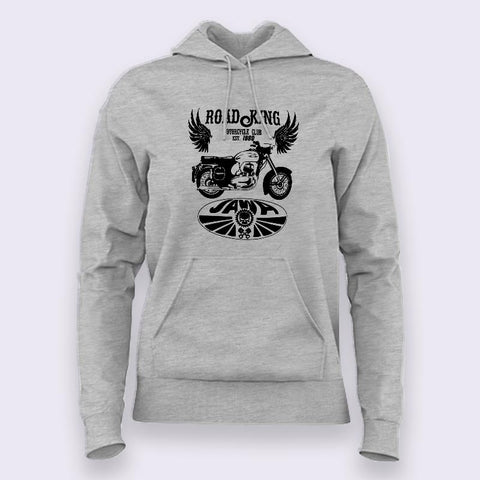 Jawa Yezdi Roadking Legendary Indian Motorcycle  Hoodies For Women