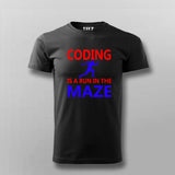 Coding is A Run in The Maze Funny Coding T-Shirt For Men Online India