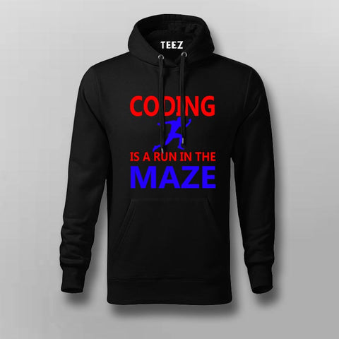 Coding is A Run in The Maze Funny Coding Hoodies For Men Online India