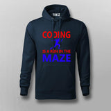 Coding is A Run in The Maze Funny Coding Hoodies For Men India