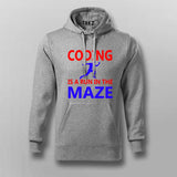 Coding is A Run in The Maze Funny Coding Hoodies For Men