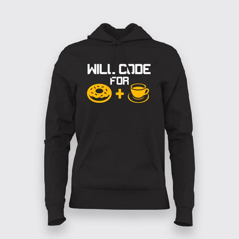 Will Code For Donut and Coffee  Hoodies For Women Online