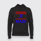 Coding is A Run in The Maze Funny Coding T-Shirt For Women
