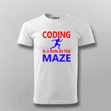 Coding is A Run in The Maze Funny Coding T-Shirt For Men India