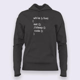 While Alive Eat, Sleep, Code Women's Programming Hoodies India