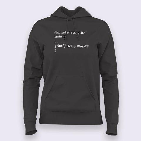 "Hello World" C Programming Hoodies For Women India