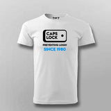 CAPS LOCK, Preventing login since 1980 funny tech t tshirt for men