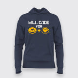 Will Code For Donut and Coffee  Hoodies For Women Online India