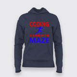 Coding is A Run in The Maze Funny Coding Hoodies For Women