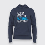 Women's Eat Sleep Travel Repeat Adventure Tee