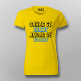 Bahar Se Silent Andar Se Voilet Hindi T-shirt For Women