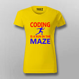 Coding is A Run in The Maze Funny Coding T-Shirt For Women