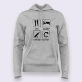 Eat Sleep Cricket Repeat Hoodies For Women